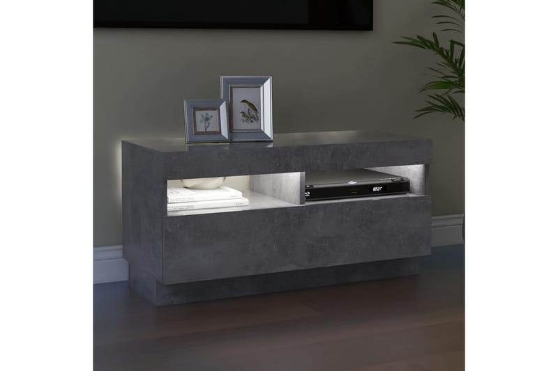 tv-skab med LED-lys 80x35x40 cm betongrå - Grå - Møbler - TV borde & mediemøbler - TV-borde