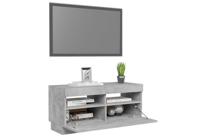 tv-skab med LED-lys 80x35x40 cm betongrå - Grå - Møbler - TV borde & mediemøbler - TV-borde