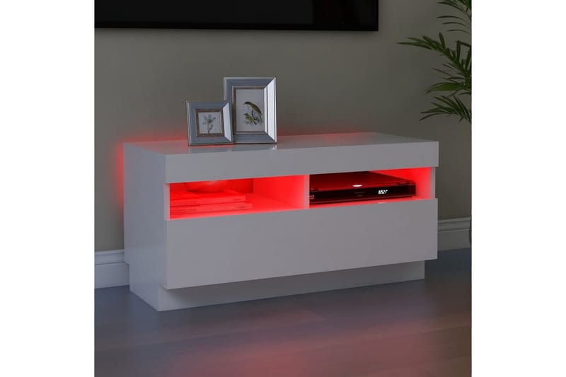 tv-skab med LED-lys 80x35x40 cm hvid - Hvid - Møbler - TV borde & mediemøbler - TV-borde