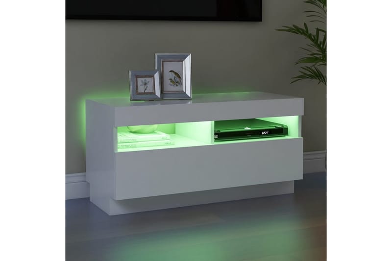 tv-skab med LED-lys 80x35x40 cm hvid - Hvid - Møbler - TV borde & mediemøbler - TV-borde
