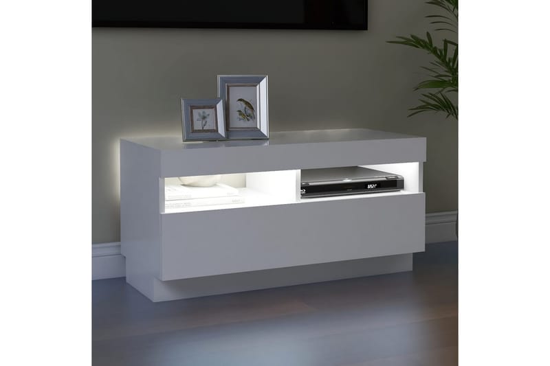 tv-skab med LED-lys 80x35x40 cm hvid - Hvid - Møbler - TV borde & mediemøbler - TV-borde