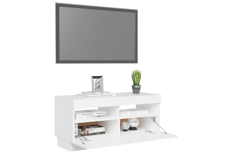tv-skab med LED-lys 80x35x40 cm hvid - Hvid - TV-borde