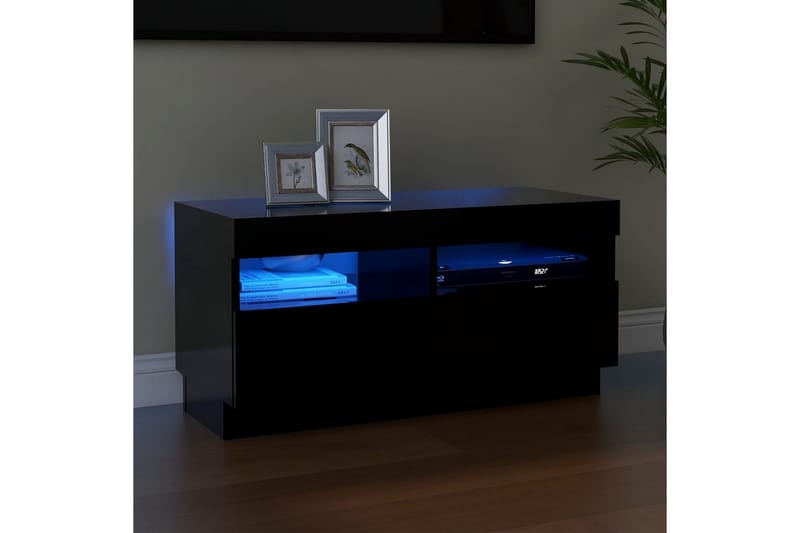 tv-skab med LED-lys 80x35x40 cm sort - Sort - Møbler - TV borde & mediemøbler - TV-borde