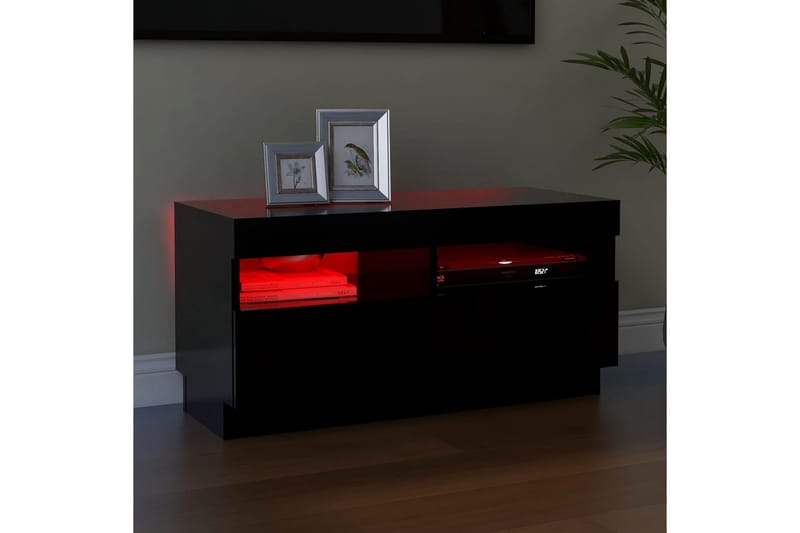 tv-skab med LED-lys 80x35x40 cm sort - Sort - Møbler - TV borde & mediemøbler - TV-borde