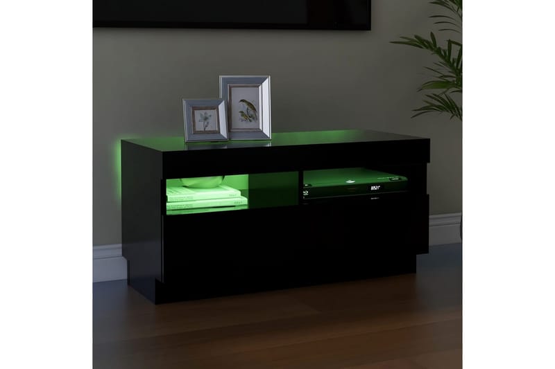 tv-skab med LED-lys 80x35x40 cm sort - Sort - Møbler - TV borde & mediemøbler - TV-borde