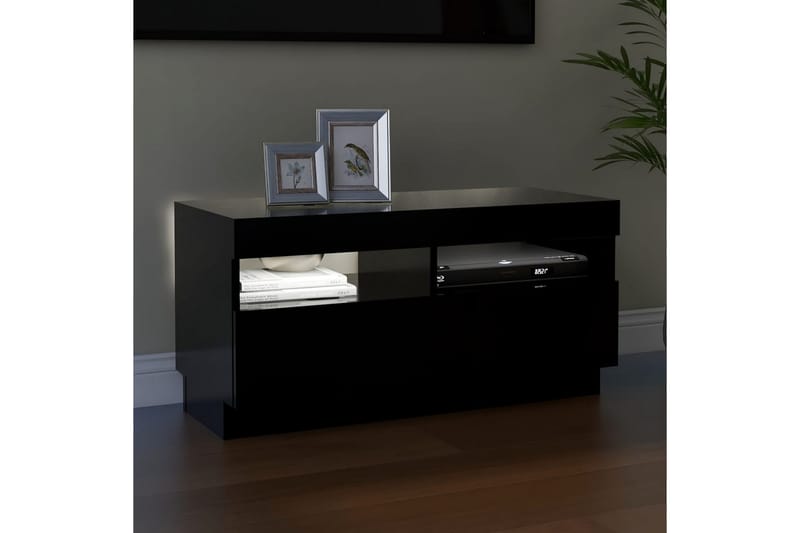 tv-skab med LED-lys 80x35x40 cm sort - Sort - Møbler - TV borde & mediemøbler - TV-borde
