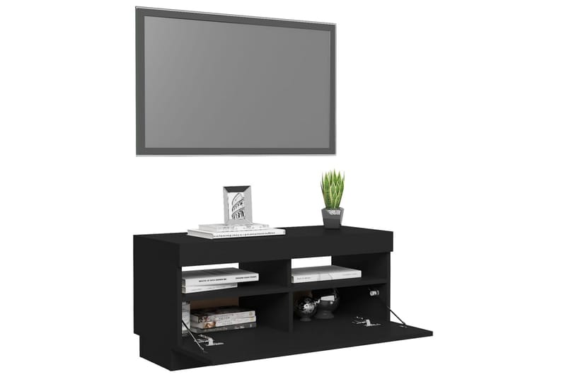 tv-skab med LED-lys 80x35x40 cm sort - Sort - Møbler - TV borde & mediemøbler - TV-borde