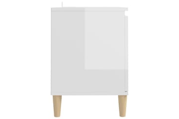 tv-skab med massive træben 103,5x35x50 cm hvid højglans - Hvid - Møbler - TV borde & mediemøbler - TV-borde