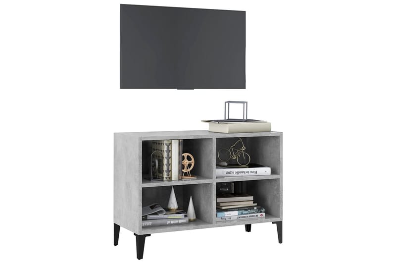 tv-skab med metalben 69,5x30x50 cm betongrå - Grå - Møbler - TV borde & mediemøbler - TV-borde