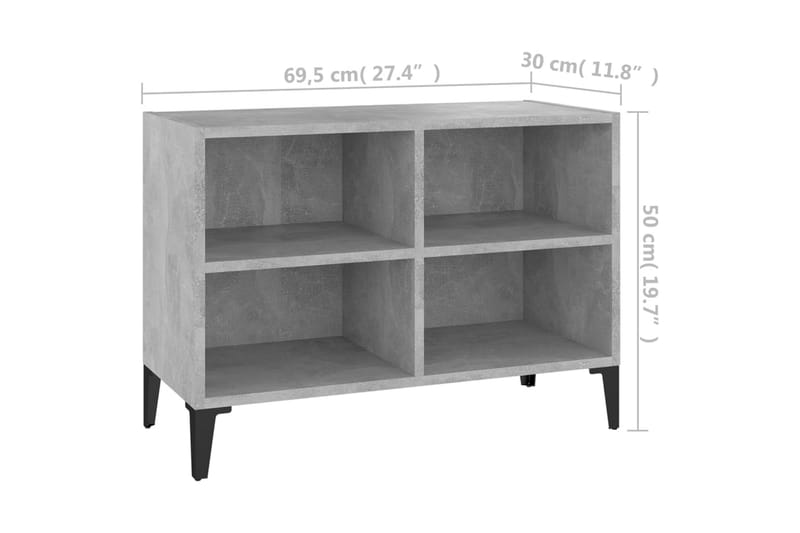 tv-skab med metalben 69,5x30x50 cm betongrå - Grå - Møbler - TV borde & mediemøbler - TV-borde