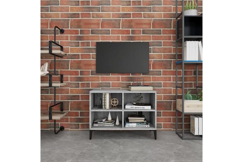tv-skab med metalben 69,5x30x50 cm grå sonoma-eg - Grå - Møbler - TV borde & mediemøbler - TV-borde