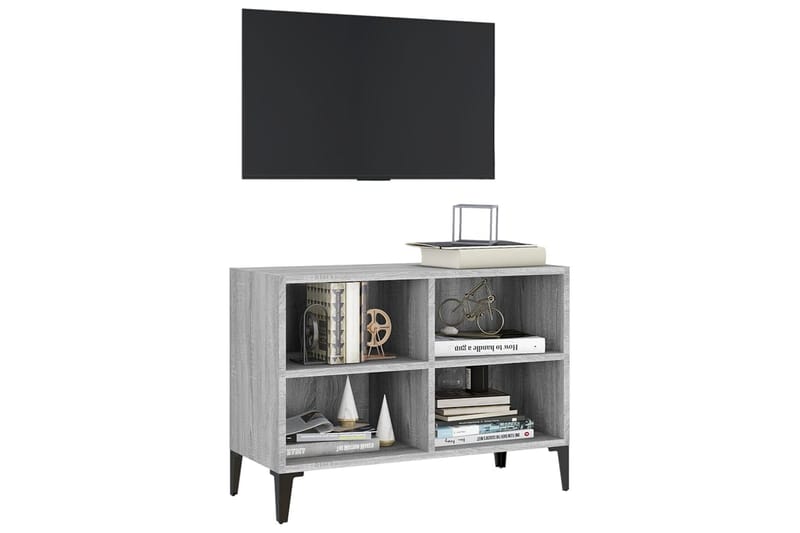 tv-skab med metalben 69,5x30x50 cm grå sonoma-eg - Grå - Møbler - TV borde & mediemøbler - TV-borde