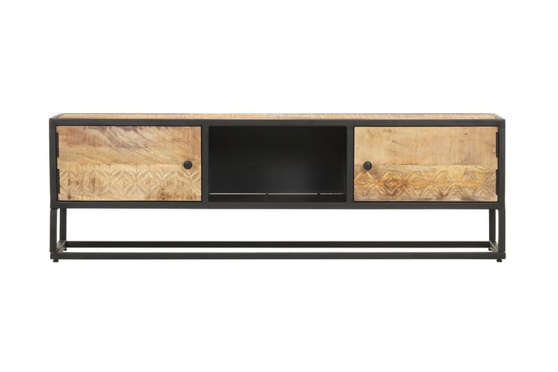 tv-skab med udskåret låge 130x30x40 cm ru mangotræ - Brun - Møbler - TV borde & mediemøbler - TV-borde