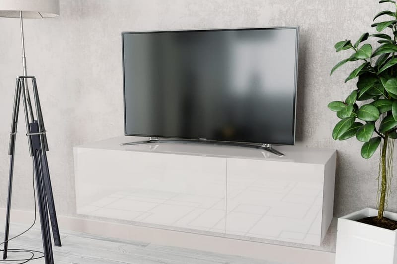Tv-Skab Spånplade 120 X 40 X 34 Cm Højglans Hvid - Hvid - TV-borde