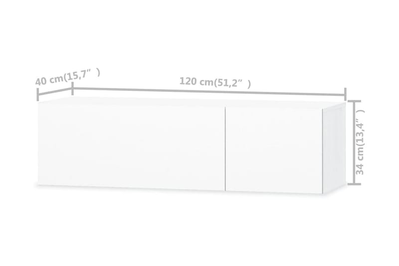 Tv-Skab Spånplade 120 X 40 X 34 Cm Højglans Hvid - Hvid - TV-borde