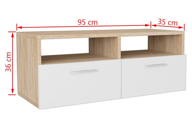 Tv-Skab Spånplade 95 X 35 X 36 Cm Egetræ Og Hvid - Brun - TV-borde