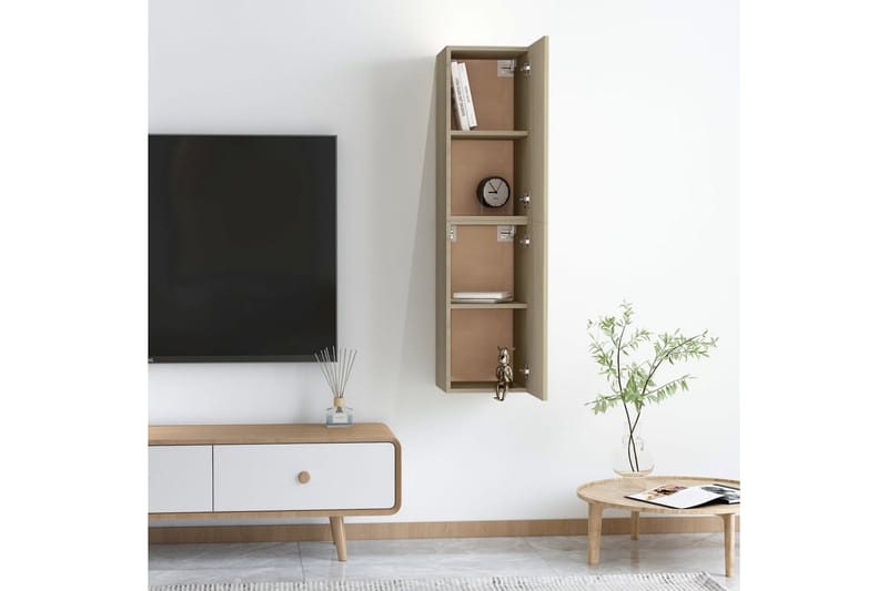 tv-skabe 2 stk. 30,5x30x60 cm spånplade sonoma-eg - Brun - Møbler - TV borde & mediem�øbler - TV-borde