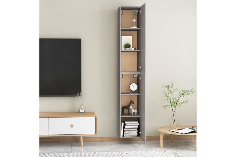 tv-skabe 2 stk. 30,5x30x90 cm spånplade betongrå - Grå - Møbler - TV borde & mediemøbler - TV-borde