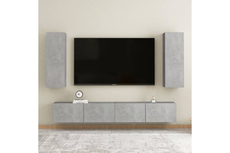 tv-skabe 2 stk. 30,5x30x90 cm spånplade betongrå - Grå - Møbler - TV borde & mediemøbler - TV-borde