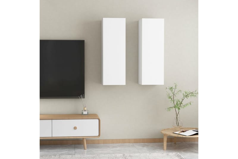 tv-skabe 2 stk. 30,5x30x90 cm spånplade hvid - Hvid - Møbler - TV borde & mediemøbler - TV-borde