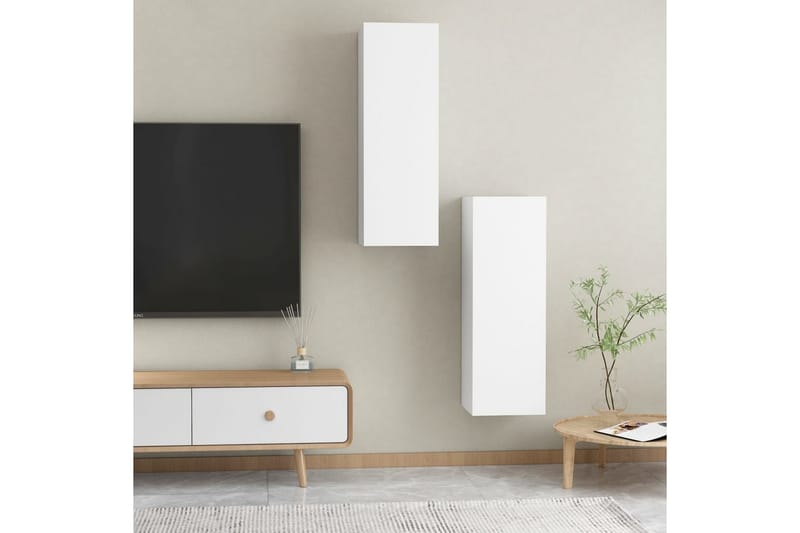 tv-skabe 2 stk. 30,5x30x90 cm spånplade hvid - Hvid - Møbler - TV borde & mediemøbler - TV-borde