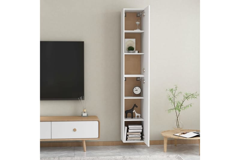 tv-skabe 2 stk. 30,5x30x90 cm spånplade hvid - Hvid - Møbler - TV borde & mediemøbler - TV-borde