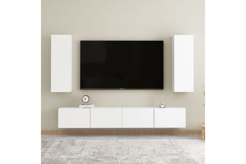 tv-skabe 2 stk. 30,5x30x90 cm spånplade hvid - Hvid - Møbler - TV borde & mediemøbler - TV-borde