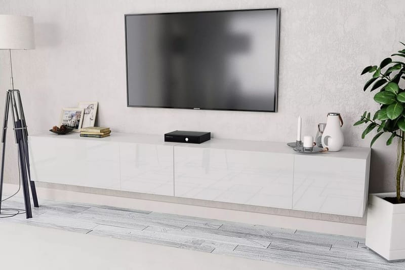 Tv-Skabe 2 Stk. Spånplade 120 X 40 X 34 Cm Højglans Hvid - Hvid - Møbler - TV borde & mediemøbler - TV-borde