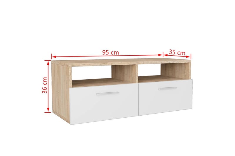 Tv-Skabe 2 Stk. Spånplade 95 X 35 X 36 Cm Egetræ Og Hvid - Brun - TV-borde