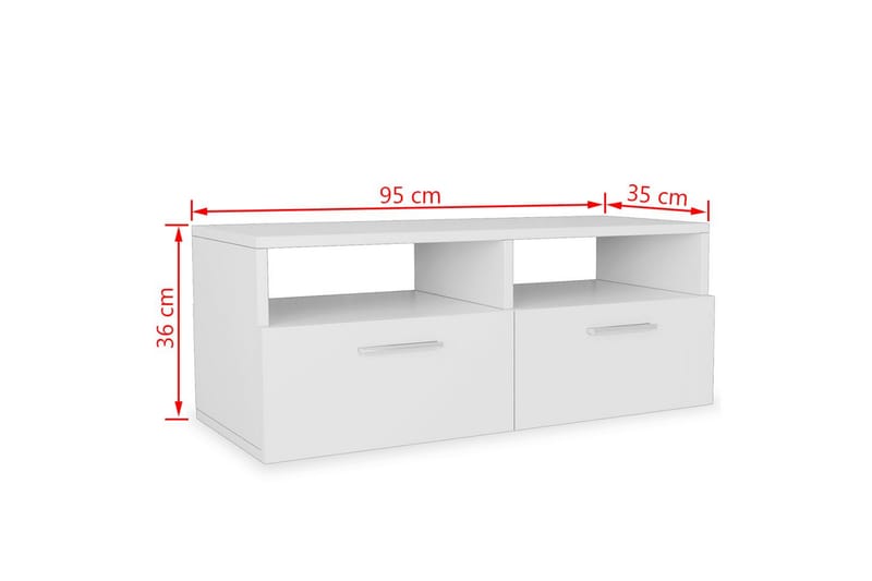 Tv-Skabe 2 Stk. Spånplade 95 X 35 X 36 Cm Hvid - Hvid - TV-borde