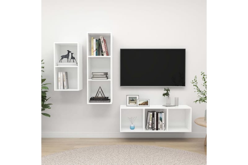 tv-skabssæt 3 dele spånplade hvid - Hvid - Møbler - TV borde & mediemøbler - TV-borde