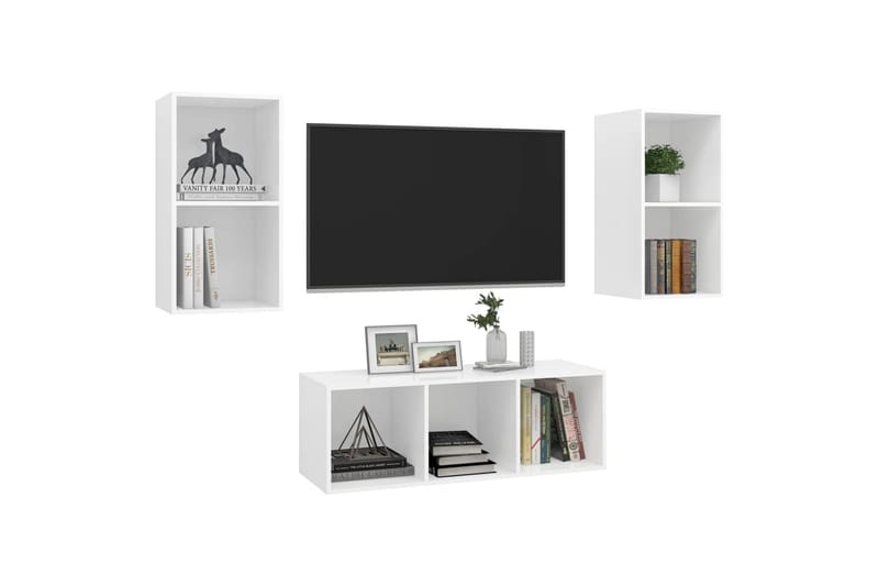 tv-skabssæt 3 dele spånplade hvid - Hvid - Møbler - TV borde & mediemøbler - TV-borde