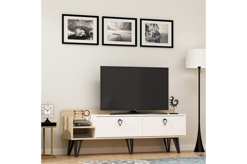 Tv-stativ 120 cm Eg/ Hvid - TV-borde