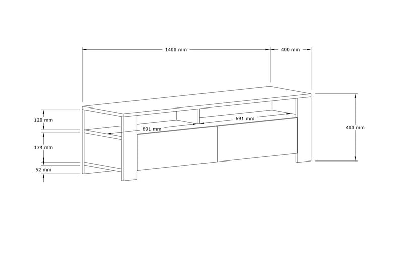 Tylar TV-Bord 140 cm - Natur - TV-borde