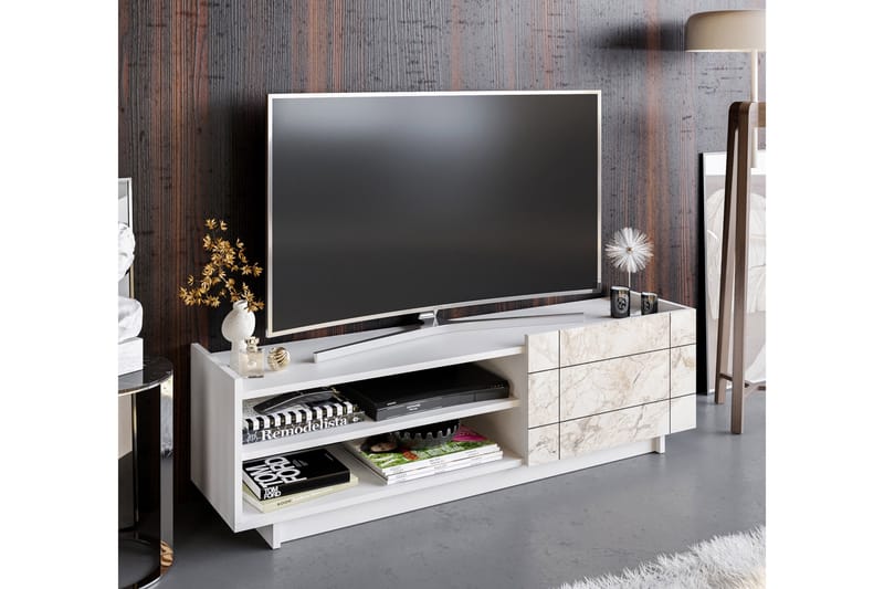 Ulica TV-bord 140 cm Dør + 3 Hylder - Hvid - Møbler - TV borde & mediemøbler - TV-borde