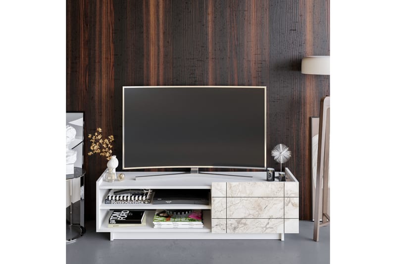 Ulica TV-bord 140 cm Dør + 3 Hylder - Hvid - Møbler - TV borde & mediemøbler - TV-borde