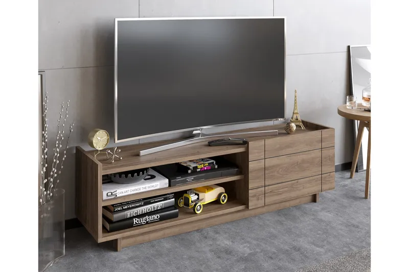 Ulica TV-bord 140 cm Dør + 3 Hylder, Mørkebrun