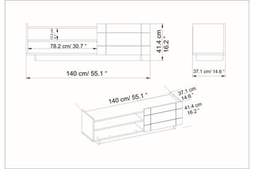 Ulica TV-Bord 140 cm Låge + 3 hylder - Sort - Møbler - TV borde & mediemøbler - TV-borde