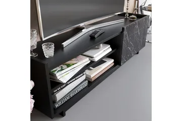 Ulica TV-Bord 140 cm Låge + 3 hylder - Sort - Møbler - TV borde & mediemøbler - TV-borde