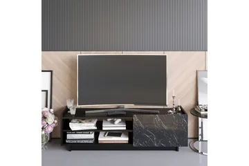 Ulica TV-Bord 140 cm Låge + 3 hylder - Sort - Møbler - TV borde & mediemøbler - TV-borde