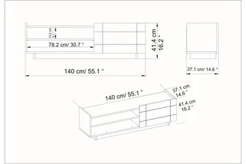 Ulica TV-Bord 140 cm Låge + 3 hylder - Sort - Møbler - TV borde & mediemøbler - TV-borde