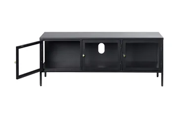 Umbri Gulvstående Tv-bænk 132 cm med Opbevaring i Metal og Glas - Sort - Møbler - TV borde & mediemøbler - TV-borde