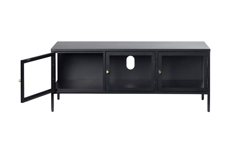 Umbri Gulvstående Tv-bænk 132 cm med Opbevaring i Metal og Glas - Sort - Møbler - TV borde & mediemøbler - TV-borde