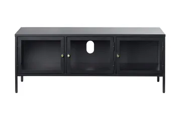 Umbri Gulvstående Tv-bænk 132 cm med Opbevaring i Metal og Glas - Sort - Møbler - TV borde & mediemøbler - TV-borde