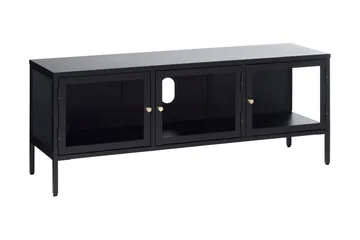 Umbri Gulvstående Tv-bænk 132 cm med Opbevaring i Metal og Glas - Sort - Møbler - TV borde & mediemøbler - TV-borde