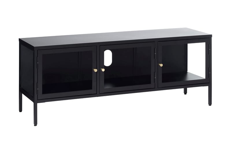Umbri Gulvstående Tv-bænk 132 cm med Opbevaring i Metal og Glas - Sort - Møbler - TV borde & mediemøbler - TV-borde