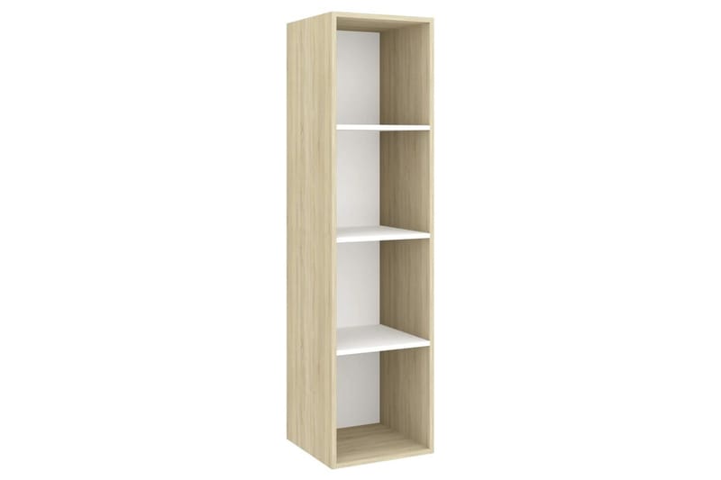 væghængt reol 37x37x142,5 cm spånplade sonoma-eg og hvid - Beige - Møbler - TV borde & mediemøbler - TV-borde