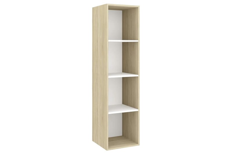 væghængt reol 37x37x142,5 cm spånplade sonoma-eg og hvid - Beige - TV-borde