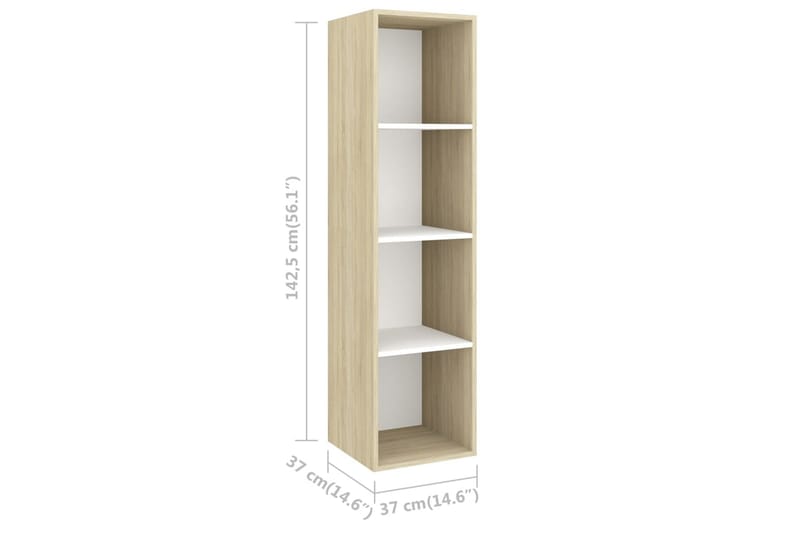 væghængt reol 37x37x142,5 cm spånplade sonoma-eg og hvid - Beige - Møbler - TV borde & mediemøbler - TV-borde