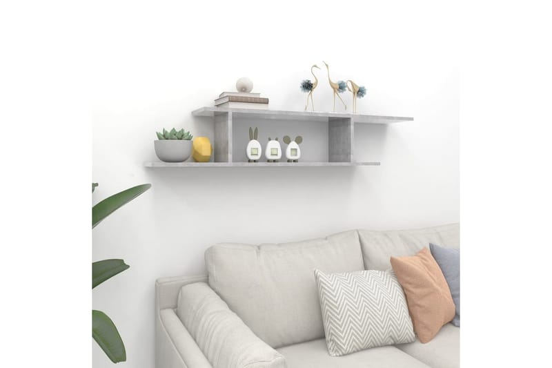 vægh�ængt tv-hylde 125x18x23 cm spånplade betongrå - Grå - Møbler - TV borde & mediemøbler - TV-borde